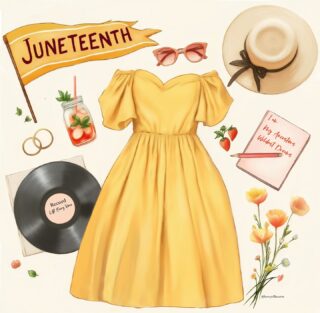 I’ve been dreaming in yellow all week 🍋☀️ When I sat down to illustrate this flat lay, I thought about what I’d wear on a Juneteenth picnic: something soft, golden, and joyful. I went for a poppy dress, cat-eye sunnies, strawberries and a journal that says I am my ancestors’ wildest dream to create a mood, a memory, and a love letter to the freedom they imagined for me.

We honor Juneteenth in big ways and quiet ones. Today, mine looked like making something fashionable with my hands while remembering who I come from and celebrating all they endured, so I could create freely 💛

#WomenWhoIllustrate #BlackIllustrators #IllustrationDaily #DigitalIllustration #FlatLayIllustration #JuneteenthArt #Juneteenth #BlackGirlMagic #IAmMyAncestorsWildestDream #IllustratorsOfInstagram #SoftBlackGirl #WhimsicalAesthetic #DailyInspo